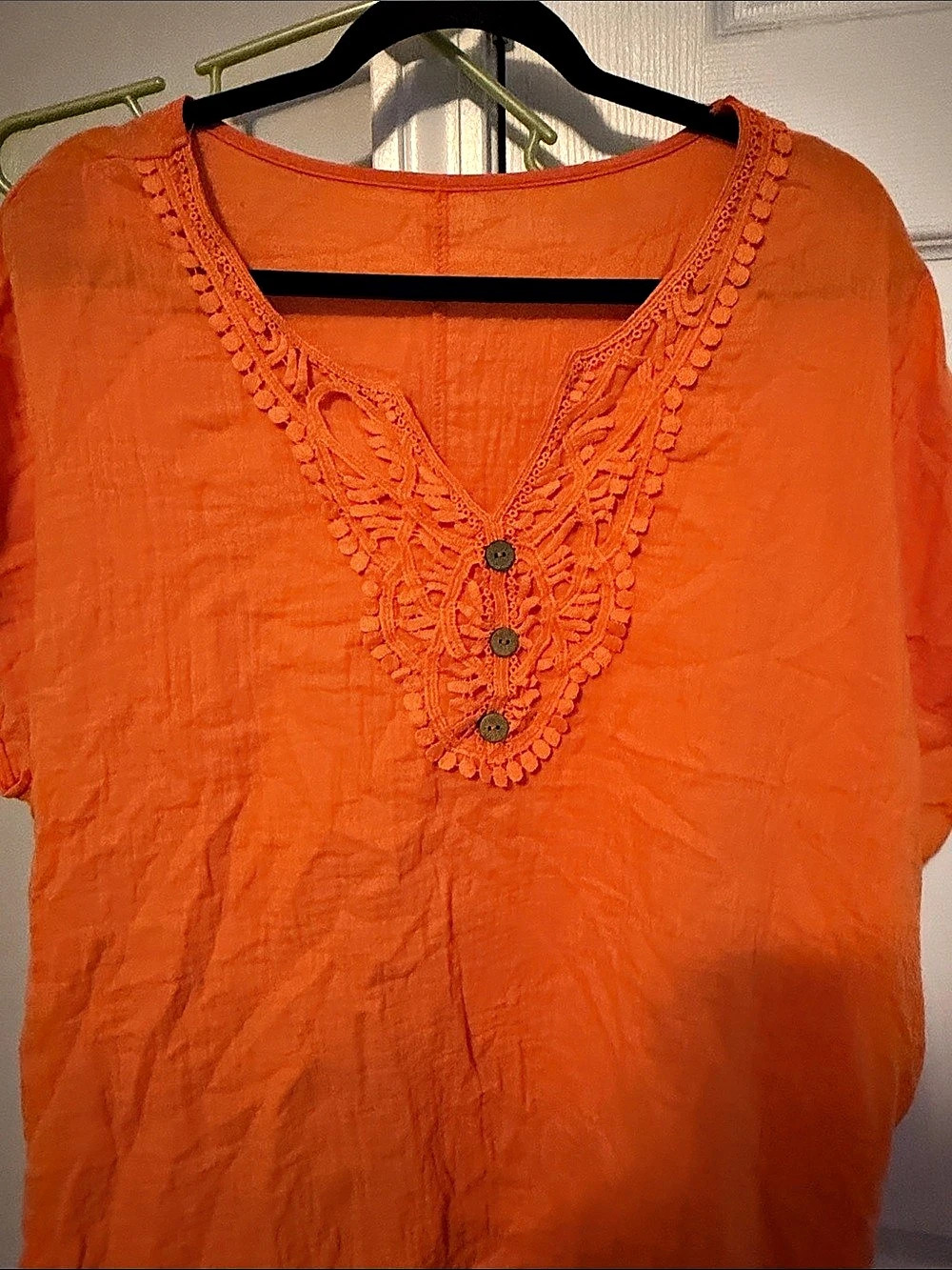 SHEIN Orange Embroidered Blouse Size 2XL Like New